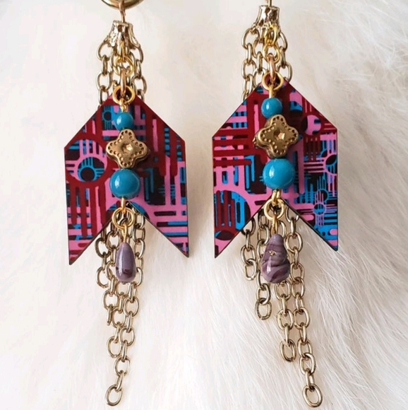 Zia Cross Chevron Earrings - Picture 5 of 6